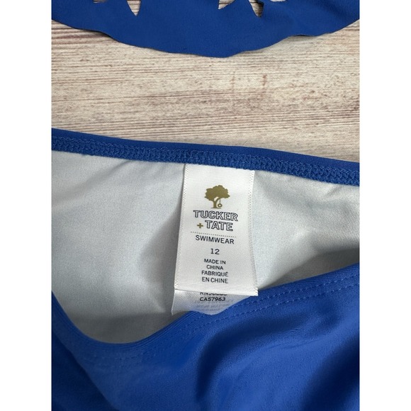 NWT Tucker + Tate Nordstrom blue eyelet scarf bodice 2 piece swim suit Size 12 - Picture 3 of 6